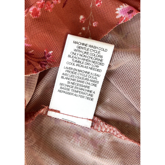 AFRM Los Angeles Zoe Floral Print Sheer Mockneck Mesh Top Romantic Boho Size L - Picture 5 of 7